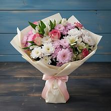 Букет цветов из:  Хризантемы, Альстромерии и Розы в Чудово
