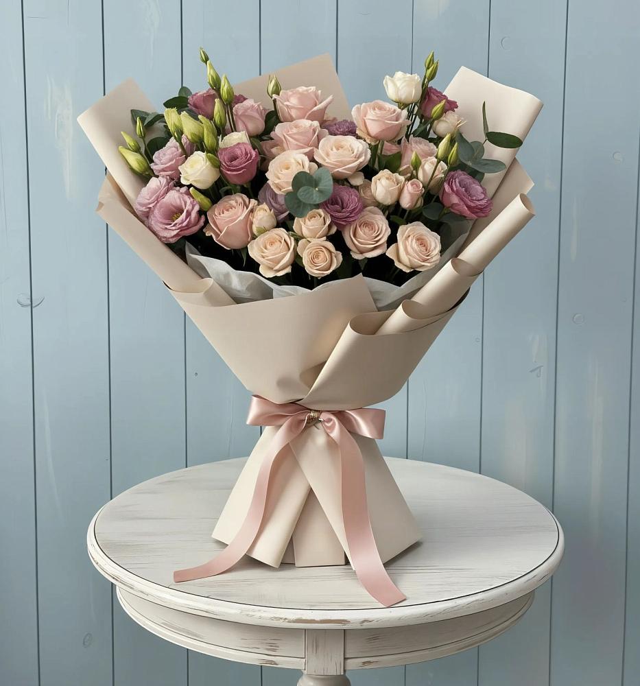 Букет цветов из: Розы и Лизиантусы в Чудово