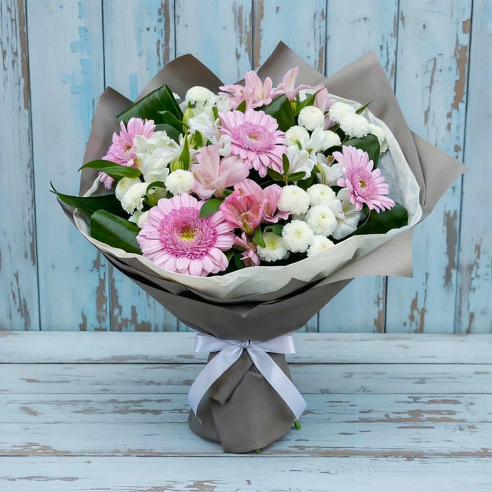 Букет цветов из: Герберы, Альстромерии и Хризантемы в Чудово